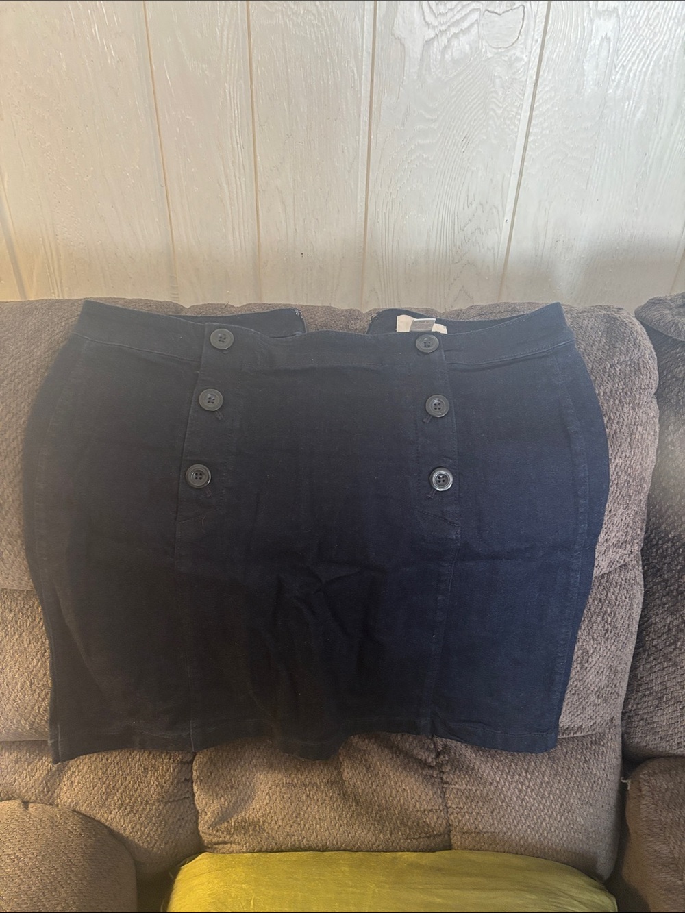LOFT Navy Button-Front Mini Skirt